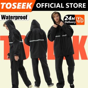 TOSEEK Motorcycle RainCoat Waterproof Raincoat for men women Upgraded Soft Breathable Back Reflectorized Heavy Duty Heavy Rain Grade Waterproof Double Windproof Double Cuffs Comfortable and Breathable