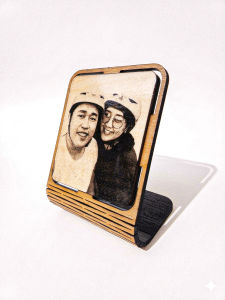 Custom Laser Engraved Wooden Photo Standee | Personalized Portrait & Message | Water-Resistant Anti-Mold Home Decor