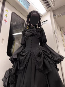 Halloween Dark Gothic Lolita Shirt Sleeve Fishbone Halves Skirt Set Elegant Splendid Lolita Style Other Fabric 2024 Autumn