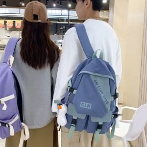 Pelajar sekolah menengah Junior multi-pocket backpack leisure sekolah rendah backpack versi korea kapasiti besar warna kontras pelajar beg galas