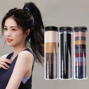 ยางรัดผมทนทานยืดหยุ่นสูงสําหรับผู้หญิงที่รัดผมไม่ทําลาย สีดำ หนัง ปก ทันสมัย เครื่องประดับผม