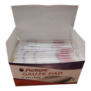 Partners Gauze Pad 4" x 8" 8 ply 28x24 mesh 100s /Box