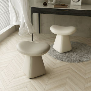 Luxurious High-End Leather Wooden Makeup Stool