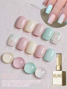 4 Colors 15ml New Popular Mint Green Pink Nail Gel Polish Semi Permanent Nail Art Soaking UV LED Nail Salon DIY Nail Salon Gel