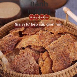 Bánh gạo giòn nhà làm nướng trên lửa gỗ cháy đen hơi đắng vị gốc 1kg
