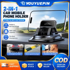 YOUYUEPIN 2pcs 360 Rotatable Car Phone Holder 2pcs Dual Use Dashboard Windshield Mount High Stability Anti Slip GPS Bracket Multifunctional Car Parking Number Plate Decor