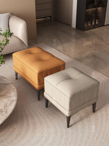 Modern Minimalist Leather Footrest Bench Italian Style Living Room Home Use Doorway Shoe Changing Short Bench Luxury Design