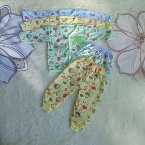 3stel baju panjang bayi baru lahir /stelan newborn bahan oryginal dobel katun