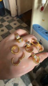 4 pairs  14k Bangkok gold earrings Three Colors Mixed