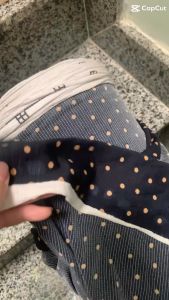 1 Mét Vải Thun Gân Sượt Co Giãn 2 Chiều Màu Xanh Navy Chấm Bi Vàng Khổ 1m5 Hàng Công Ty