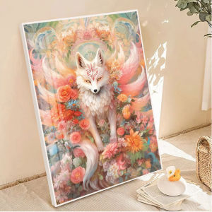 Handmade Diamond Painting Flower Forest Nine-Tailed Fox Modern Simplicity Living Room Decorations Cross Stitch with Frame