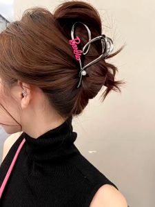1 Pc Sweet and Cool Spicy Girl Style INS Niche Hollow Butterfly Grab Clip Heart Back Spoon Shark Clip Hair Clip High-end Hair Accessories
