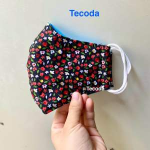 Khẩu Trang Vải Chống Nắng Nữ 3 Lớp Cotton Vải Thoáng Mát Che Mặt Chống Bụi Hình Hoa Tecoda