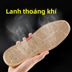 LINGMIAO | Breathable Natural Linen Insoles 2 Pairs Mens Summer Large Size