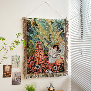 Túi Xách Dệt Tua Rua Cổ Điển Mỹ Vải Treo Tường Phòng Khách Vải Che Tủ Khăn Trải Bàn Kiểu Dáng Scandinavia Chất Liệu Dệt Máy Hình Chữ Nhật