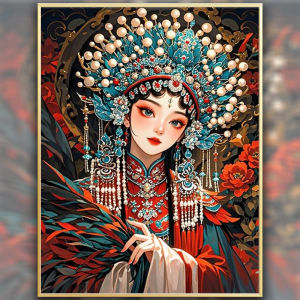 Modern Simple Style Cross Stitch Kit Beijing Opera Flower Girl Handmade Diamond Embroidery Living Room Bedroom Decor