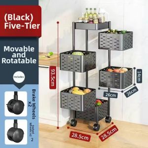 Rotating Multi-functional Storage Rack for Fruits and Vegetables