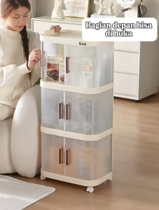 Eatkit Lemari Plastik Lipat 2-5 Susun Sliding Door Penyimpanan Pakaian Serbaguna Wardrobe Storage
