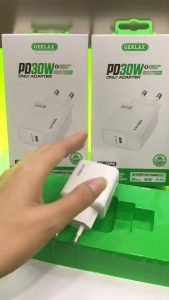 CHARGER GERLAX GA-32P USB C 30W + KABEL TYPE C to TYPE C SUPER FAST CHARGING