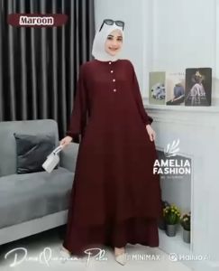 Gamis Polos Wanita Menawan Crinkle Airflow Premium Quensa Dress Gamis Malaysia