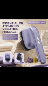 Scalp Massager Brush with Essential Oil Mist Atomizer 3-Speed Vibration Hair Growth Therapy Comb Warm Mist Liquid Disp