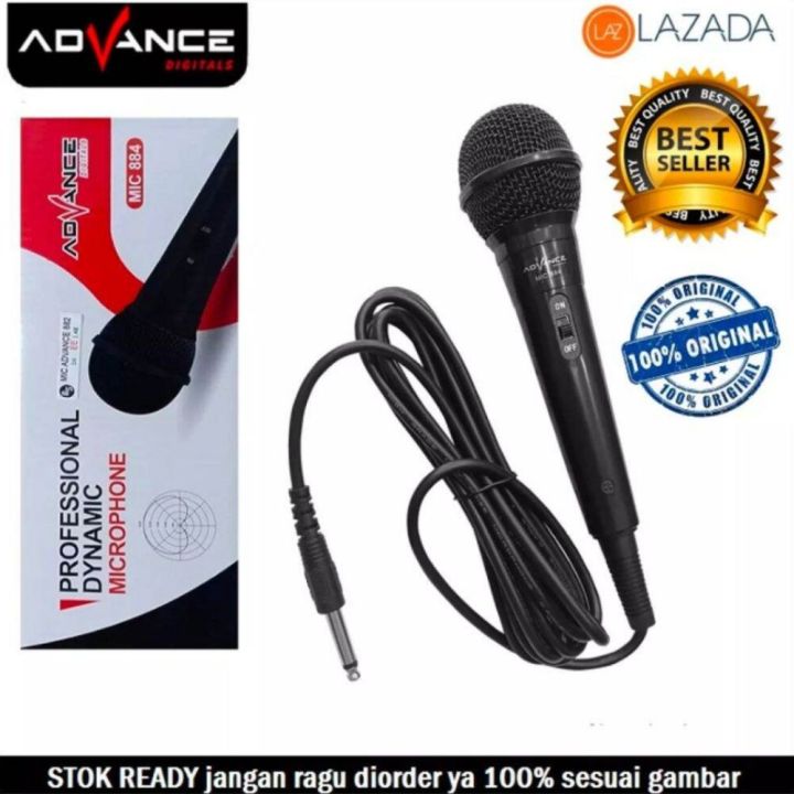 MIC KABEL ORIGINAL ADVANCE 884|MIK TALI UKURAN JACK MIC KECIL/MINI,JAK AUX 3,5MM DAN UKURAN JACK MIX BESAR 6,5MM|MIKROFON MURAH UNTUK KARAOKE SPEKER BLUETOOTH/MICROPHONE KABEL BUKAN MIC WIRELES ATAU MIC BLUTUT HANYA MIC KABEL MURAH SUARA JERNIH BAGUS COD