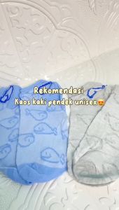 KS85 Kaos Kaki Pendek Pria Wanita Ankle Socks Kaos Kaki Semata Kaki Motif Ikan Paus