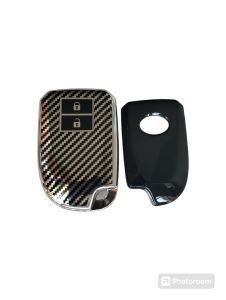 SARUNG CASING COVER PELINDUNG KUNCI REMOTE TOYOTA ALL NEW YARIS SMARTKEY 2TOMBOL CARBON CHROME