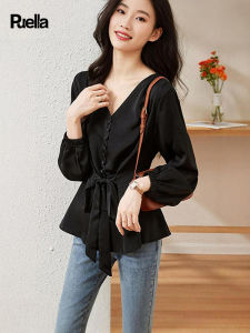 puella | Elegant Bow Long Sleeve Fitted Waist Shirt