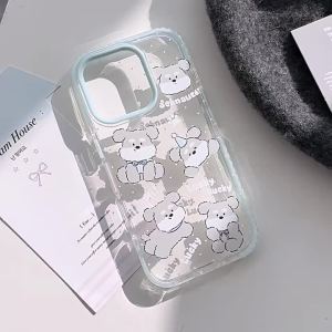 Ốp Điện Thoại Hình Chó Schnauzer Hoạt Hình Dễ Thương Hàn Quốc Dành Cho iPhone 16/15/14/13/12 Pro Max Trong Suốt Mềm Mại Chống Sốc Bảo Vệ