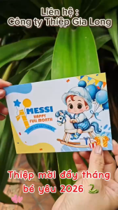 Mẫu thiệp đầy tháng cho bé gái bé trai dễ thương cute