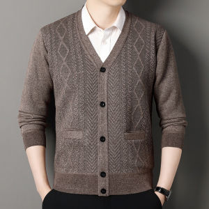 Mens Casual Cardigan Jacket V-neck Sweater Mens Autumn Winter Clothes Button Knit Cardigans Mens Knitting Sweaters Outwear