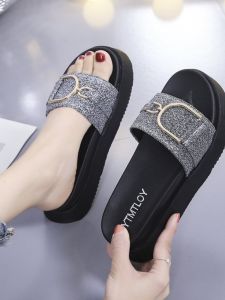 Womens Flat Thick Bottom Slippers Summer Fashionable Korean Style Outdoor Wearable Platform Sandals Trendy Ins Flat Bottom Clogs
