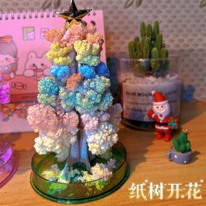ต้นไม้กระดาษดอกต้นคริสต์มาสการทดลองวิทยาศาสตร์ต้นไม้วิเศษรดน้ำเมจิกของเล่นปริศนาเคมีสร้างสรรค์สำหรับเด็ก