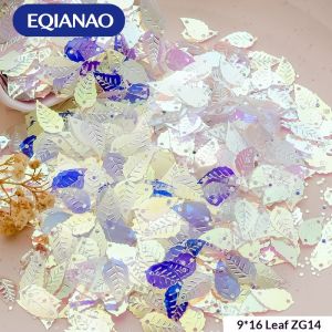 EQIANAO 16x9mm Leaf Sequin Beads Double Hole Sew on Sequins Glitter Paillettes for Clothing Dress Scrapbook Crafts DIY Deco