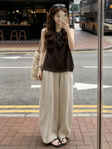 LIRUSHAN | Casual Comfortable Brown Linen Sleeveless Set