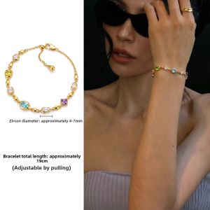 CAFFTI | Dopamine Colored Zircon Women Bracelet Gold