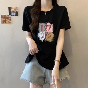 Shoulder Short-Sleeved T-shirt Bottoming Shirt for Women Loose Plus Size Plus Size Ladies Slimming Belly-Covering Cinched Peplum Ruffle Top