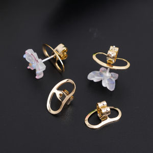 ตุ้มหูยกต่างหูป้องกันการหย่อนคล้อย4ชิ้นรองรับการอุดตันหูแบบคงที่ต่างหูส่วนประกอบเครื่องประดับโลหะ