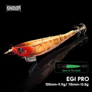 Kingdom Steel Wire Squid Jig 100/115mm Luminous Wood Shrimp Deep Sea Sinking Egi Artificial Bait For Octopus Cuttlefish fishing