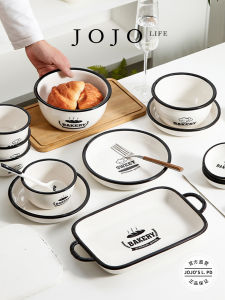 Jojos L. PD Meng Ceramic Bowl High Aesthetic Value Home Use Porcelain Dinnerware Set for Daily Use And Gifts