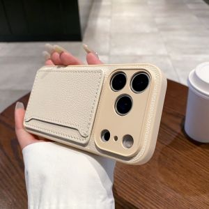 Ốp Điện Thoại Da Litchi Cao Cấp Cho iPhone 17/16/15/14/13/12/11 Pro Max Có Khe Đựng Thẻ Chống Sốc Chống Xước Hai Lớp Thời Trang