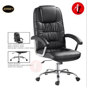 Jersey 38-50CM Office Chair Chrome Base Chrome Gas Lift Seat & Back Cover w/ PVC JS-201H BUY NOW!