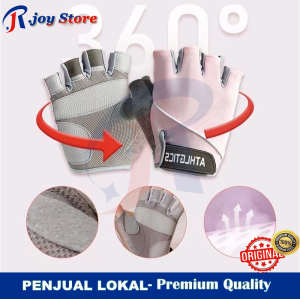 R.joy - Sarung Tangan Olahraga Anti-Slip Perlindungan Matahari Bernapas Pola Setengah Jari