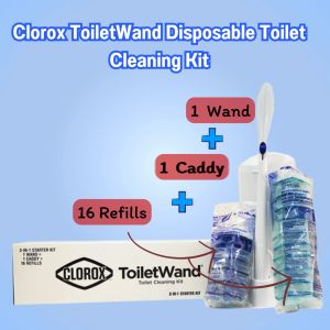 Clorox ToiletWand Disposable Toilet Cleaning Kit (ToiletWand + Storage Caddy + 16 Disinfecting ToiletWand Refill Heads)