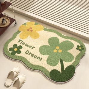 VIKAMA American Vintage Rose Rug Irregular Shape Soft Absorbent Non Slip Entryway Bathroom Mat Home Decor
