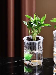 1PC Fish Tank Transparent Self Watering Mini Home Decoration Hydroponic Flower Pot Plastic Soilless Plant Pot Planter Pot Vase Hydroponic Vase