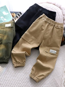 Boys Spring Autumn Stylish Cotton Work Pants Casual Loose Fit Long Trousers for 7-14 Years Old Kids Trendy Versatile Mid-Term