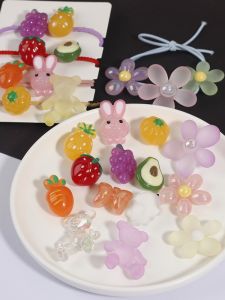 Acrylic Frosted Jelly SUNFLOWER Perforated Beads Colorful Bear Fruit Handmade DIY Rubber Headband Head Rope Material 5