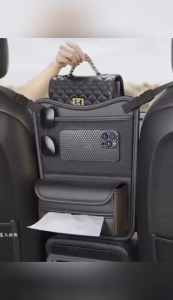TOP SHOP car storage bag with mesh pocket and zippered compartment for organizing items in vehicle.